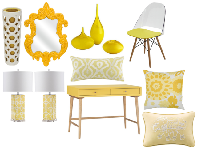 Yellow decor accessories and furnishings