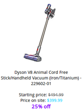Dyson V8 Animal Cord Free Stick/Handheld Vacuum (Iron/Titanium) - 229602-01 